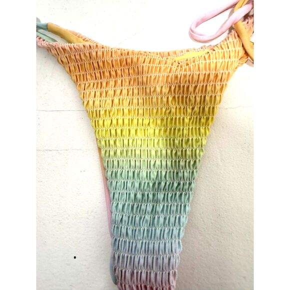 pastel rainbow rouched string bikini - Picture 5 of 8